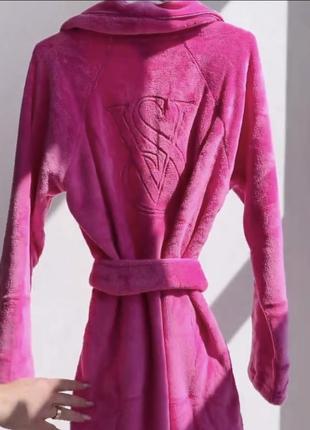 Плюшевый халат summer pink logo short cozy robe victoria’s secret, m/l2 фото