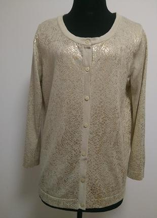 Золотистый кардиган moda at george 50/50 хлопок/акрил р.12/42.