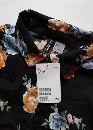 Шикарна чорна віскозна блуза в квітковий принт,легка блузка з широкими рукавами2 фото