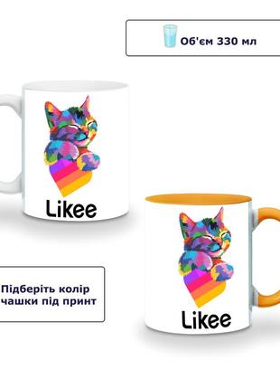 Кружка цветная лайк котик (likee cat) (9762-1040-rd) красный2 фото