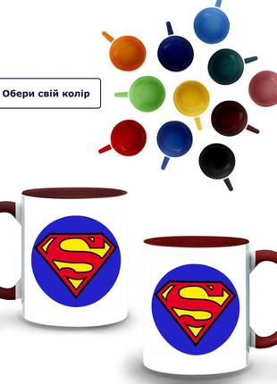 Кружка кольорова супермен дс (superman dc) (9762-1443-brg) бордовий1 фото