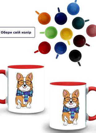 Кружка цветная корги (corgi) (9762-1227-rd) красный