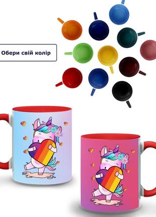 Кружка кольорова лайки (likee) unicorn (9762-1469-rd) червоний