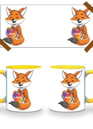Кружка цветная лайк лисичка (likee fox) (9762-1033-og) оранжевый3 фото