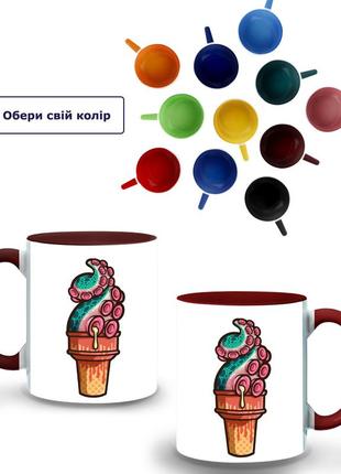 Кружка цветная морожко осьминог (9762-1491-brg) бордовый
