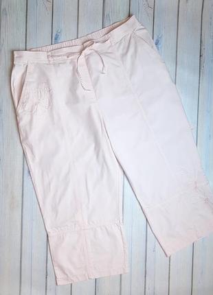 💥1+1=3 фирменные нежно-розовые бриджи капри хлопок marks&spencer, размер 54 - 56