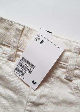 Крутые белые джинсовые шорты со шнуровкой по боках,хлопковые шорты с высокой посадкой h&m5 фото