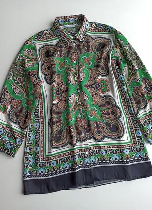 Стильна блуза zara трендовий принт з атласної тканини5 фото