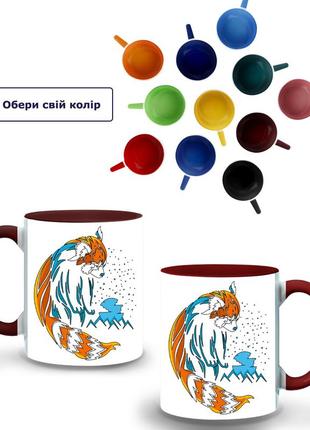 Кружка цветная акварельный енот (9762-2050-brg) бордовый1 фото