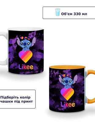 Кружка цветная стич лайки (stitch likee) (9762-1596-og) оранжевый2 фото