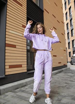 Костюм жіночий худі + штани ліловий (фіолетовий)