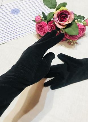 Довгі демисезонні чорні перчатки під замшу , англія3 фото