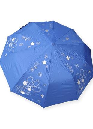 Зонтик женский полуавтомат в синем цвете на 10 спиц от фирмы "bellissimo"