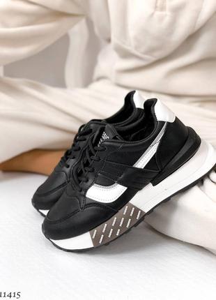 Кросівки кеди екошкіра взуттєвий текстиль екошкіра чорний білий