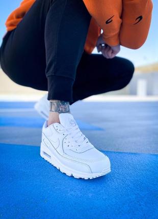 Кросівки nike air max 90 leather "all white"9 фото