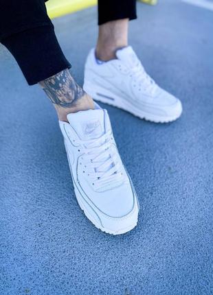 Кросівки nike air max 90 leather "all white"8 фото