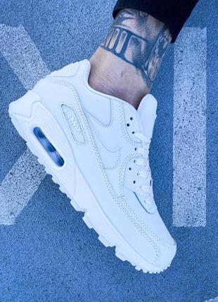 Кросівки nike air max 90 leather "all white"7 фото