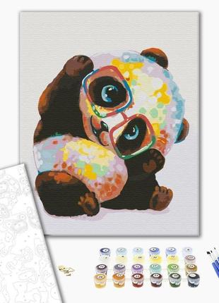 Картина по номерам 40х50 на деревянном подрамнике "радужная панда" bs52172