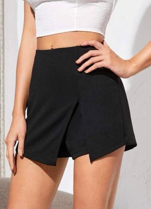 Юбка юбочка юбка-шорты шорты черные черная мини короткая короткие с запахом запах винтаж винтажная винтажные