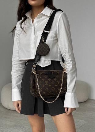 Сумочка в стиле louis vuitton / lv multi pochette brown-black / стильная женская сумочка