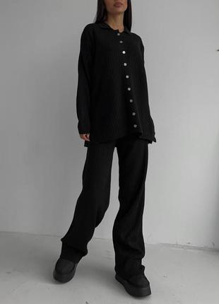 Повседневный костюм, р.уни, машинная вязка, черный2 фото