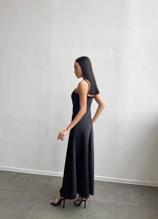 Чёрное шелковое платье комбинация макси8 фото