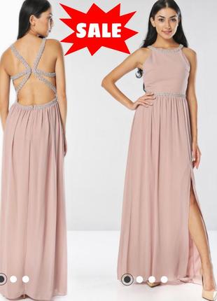 Нове шикарне плаття в підлогу довге з відкритою спиною вечірнє весільне випускне розмір xxl знижка розпродажу ніжно-рожеве