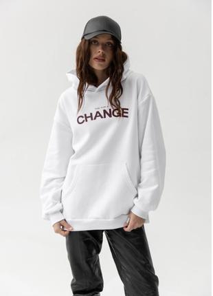 Худи женский oversized "change" gbi белый р. s/m (13419-ж)