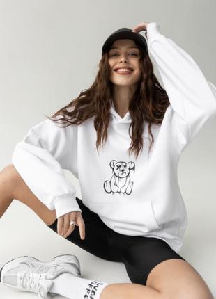 Худи женский oversized "bear" gbi белый р. s/m (13418-ж)