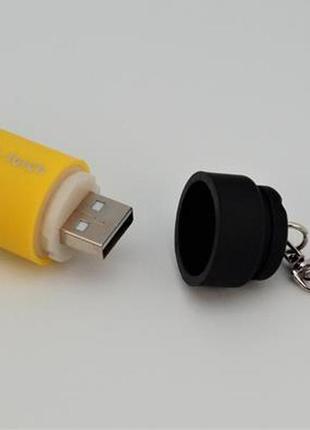 Світлодіодний ліхтарик-брелок з usb зарядкою (жовтий) арт. 034234 фото