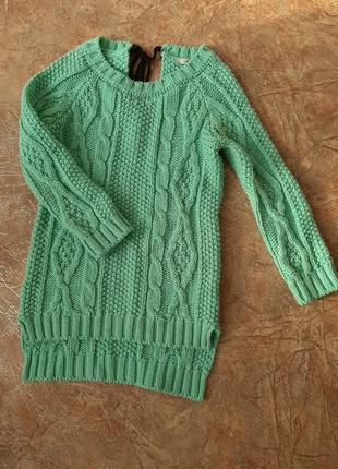 Джемпер свитер кофта теплая длинная мята зеленый1 фото