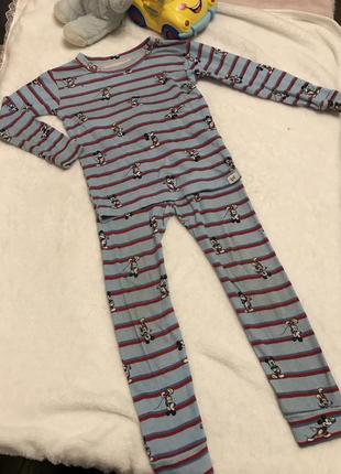 Піжама disney на 2-3-4 роки котон,комплект дісней : штани футболка довгий рукав1 фото