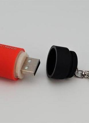 Світлодіодний ліхтарик-брелок з usb зарядкою (червоний) арт. 034242 фото