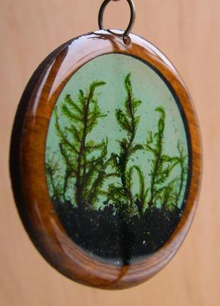 Дерев'яний кулон ручної роботи з акваріумом всередині