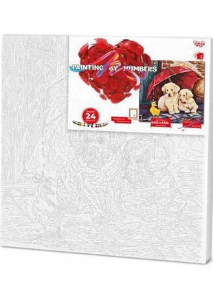 Картина за номерами "цуценя під парасолькою" danko toys kpne-40х40-02-07 40x40 см