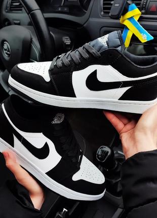 Кросівки nike air jordan 1 low black/white чорні з білим, кеди, післяплата