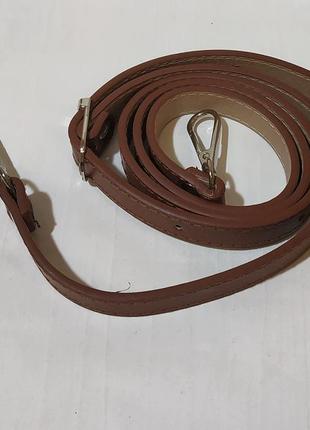 6711 ручка для сумки 120 см коричневая с карабином фурнитура для сумки1 фото