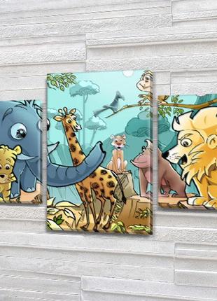 Модульные триптих картины для детей, 60х90 см, 40x25-2/60x35
