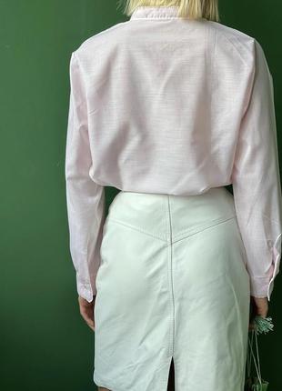 Вінтажна ніжна рожева сорочка з вишивкою та комірцем стойкою4 фото