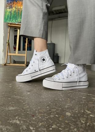 Converse lift White high унісекс білі високі кеди конверс весна літо осінь демісезон белые кеды на высокой подошве2 фото