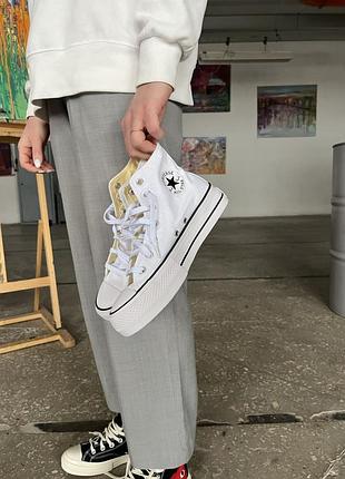 Converse lift white high унісекс білі високі кеди конверс весна літо осінь демісезон белые кеды на высокой подошве4 фото