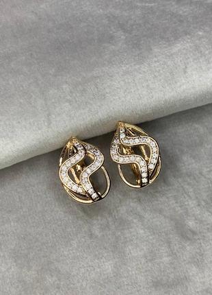 Серьги “xuping” камень фианит позолота 18к