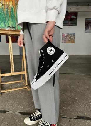 Converse lift black high унісекс чорні високі кеди конверс весна літо осінь демісезон черные кеды на высокой подошве8 фото