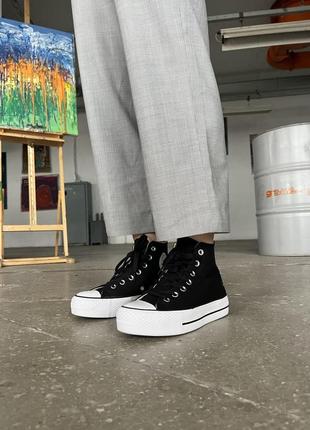 Converse lift black high унісекс чорні високі кеди конверс висока платформа весна літо осінь демісезон черные кеды на высокой подошве2 фото