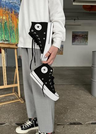 Converse lift black high унісекс чорні високі кеди конверс висока платформа весна літо осінь демісезон черные кеды на высокой подошве9 фото