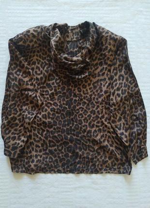 Леопардова шовкова блуза, вінтаж, вільна ,широкий рукав