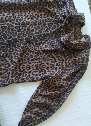 Леопардовая шелковая блуза, винтаж, свободная,широкий рукав5 фото
