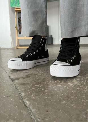 Converse chuck taylor lift sole black high унісекс чорні кеди висока платформа конверс весна літо осінь демісезон черные кеды на высокой подошве4 фото