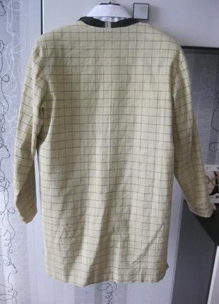 Пиджак жакет удлиненный льняной в клетку лен-коттон пог 60 поб 572 фото