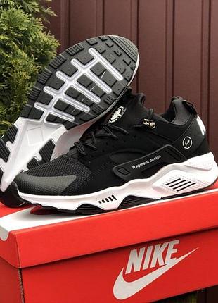 Мужские чорные кроссовки с белой подошвой nike huarache fragment 🆕 найк хуарачи